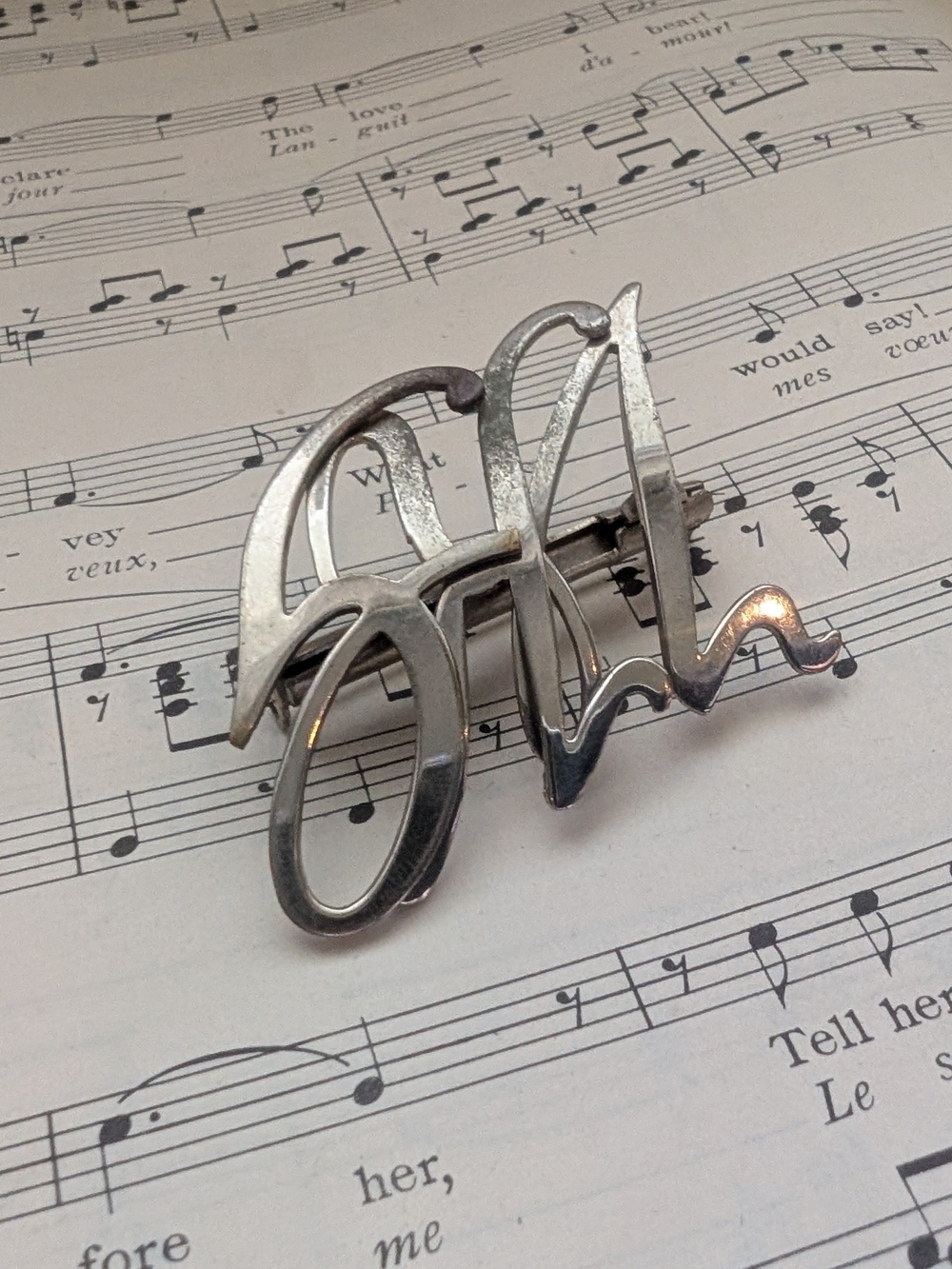 Silver Script Initials Brooch SLL - Men's Accessory - Picture 6 of 10